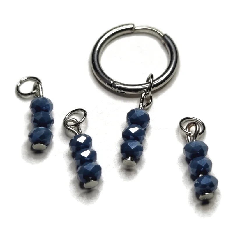 Parelglans Kralen Bedeltje 3 Facet - Oorbel Charm - Zilverkleur / Air force blue-pearl - Unisex