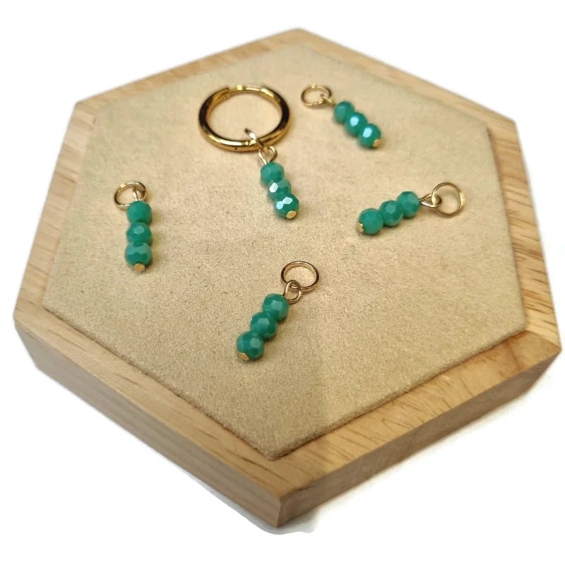 Parelglans Kralen Bedeltje 3 Facet - Oorbel Charm - Zilverkleur / Air force blue-pearl - Unisex