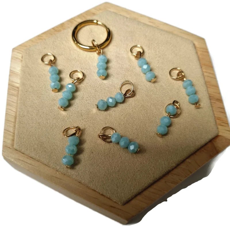 Parelglans Kralen Bedeltje 3 Facet - Oorbel Charm - Zilverkleur / Air force blue-pearl - Unisex