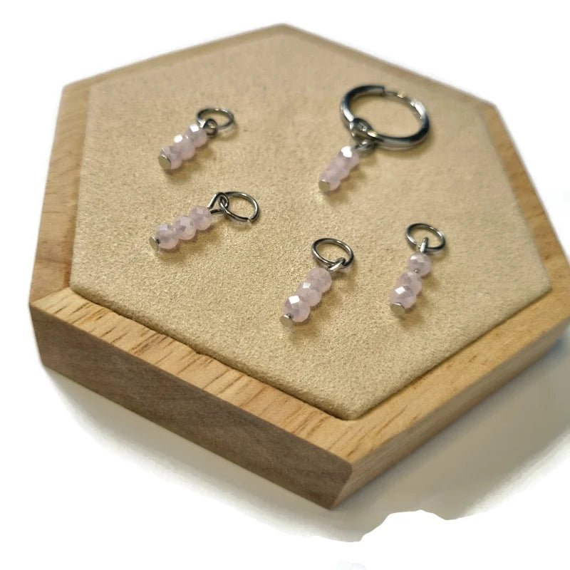 Parelglans Kralen Bedeltje 3 Facet - Oorbel Charm - Zilverkleur / Air force blue-pearl - Unisex