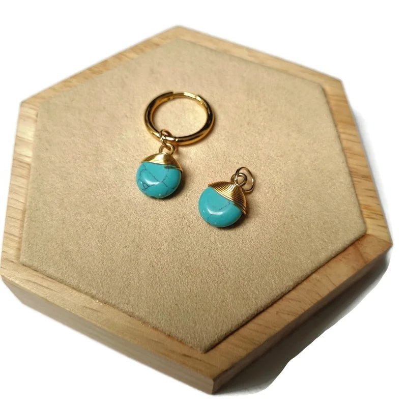 Handgemaakte Calciet Ronde hangertje bedelketting - Goudkleur / wit-Melkkwarts - Dames