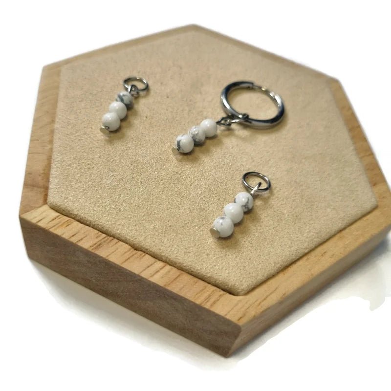 kralen Bedel voor ketting of Oorringen - Goudkleur / Wit Marmer - Unisex