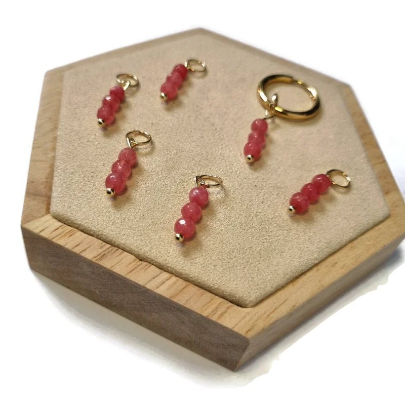 kralen Bedel voor ketting of Oorringen - Zilverkleur / Living coral red-opal AB coating - Unisex