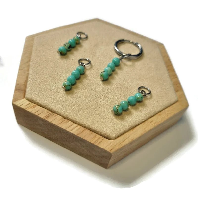 Kleurrijke Glaskralen charms met Imitatiesteen - Zilverkleur / Turquoise green - Unisex
