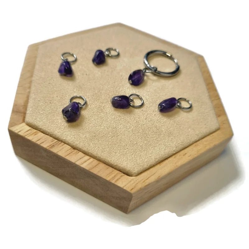 Handgemaakte Natuurstenen bedels - Zilverkleur / Amethist - Unisex