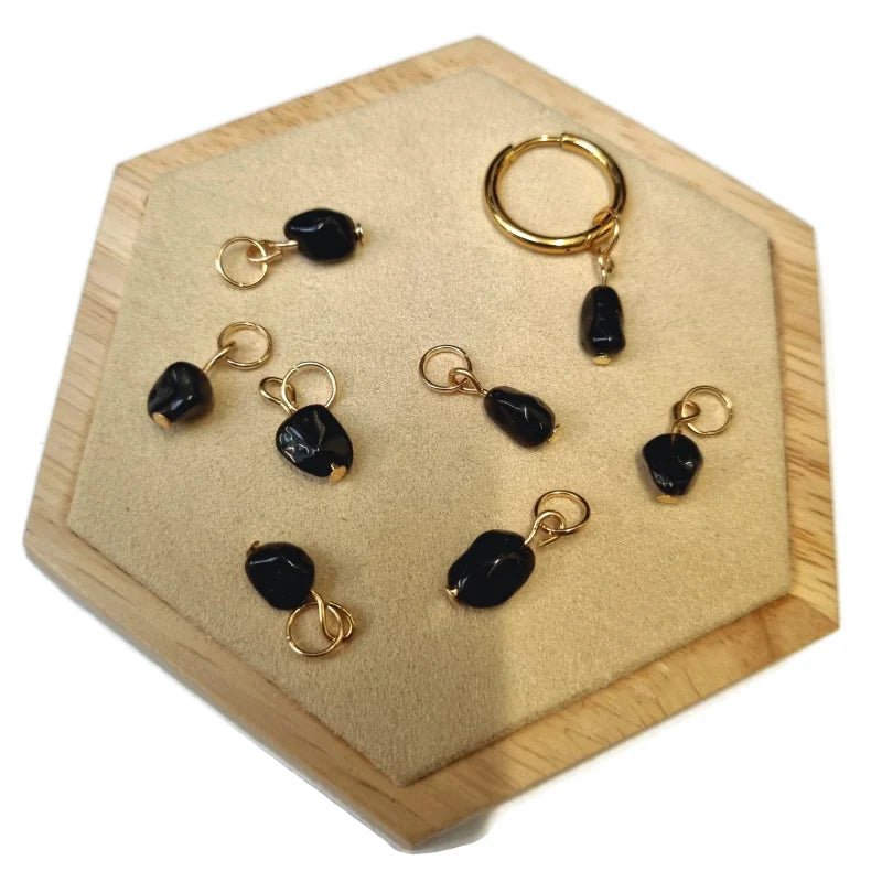 Handgemaakte Natuurstenen bedels - Zilverkleur / Obsidiaan - Unisex