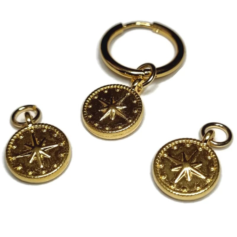 Prachtige Handgemaakte charms - Muntje ster-12mm - Unisex