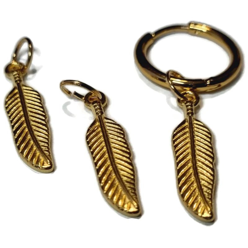 Prachtige Handgemaakte charms - Veertje-24x6mm - Unisex
