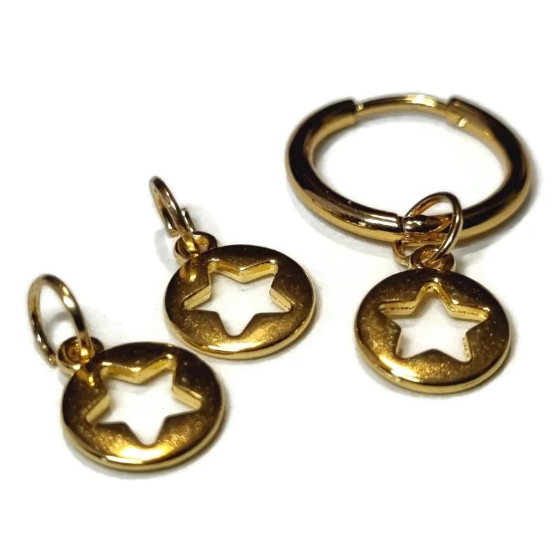 Prachtige Handgemaakte charms - Muntje met ster-10mm - Unisex
