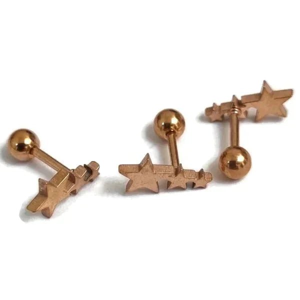 Stijlvolle Piercing Helix Piercing 6mm - Ros&Atilde;&copy;kleur met Motief - 3 steentjes-5mm - Unise