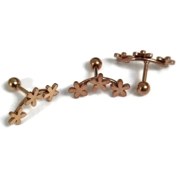 Stijlvolle Piercing Helix Piercing 6mm - Ros&Atilde;&copy;kleur met Motief - Driehoek-10mm - Unisex
