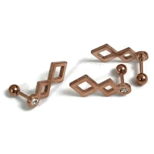 Stijlvolle Piercing Helix Piercing 6mm - Ros&Atilde;&copy;kleur met Motief - Bar-20x10mm - Unisex