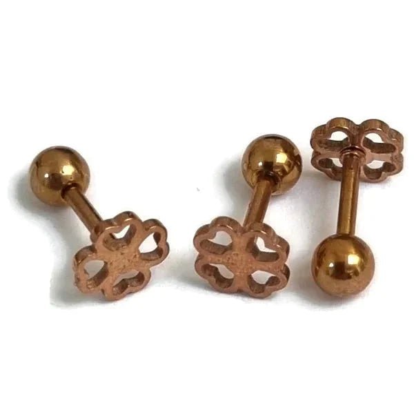 Stijlvolle Piercing Helix Piercing 6mm - Ros&Atilde;&copy;kleur met Motief - Klavertje vier-6mm - Un
