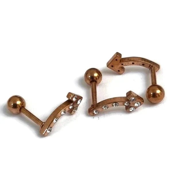 Ros&Atilde;&copy;kleurige Piercing Piercing - oorpiercing - Bar met 3 steentjes-15x4mm - Heren