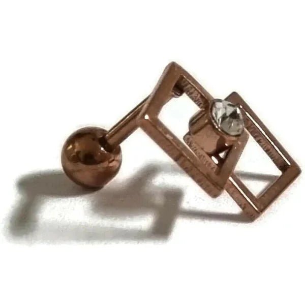 Ros&Atilde;&copy;kleurige Piercing Piercing - oorpiercing - Dubbele-vierkant-15x10mm - Heren