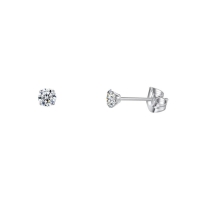 Elegante Titanium Oorbellen Met transparante Zirkonia - 6mm -