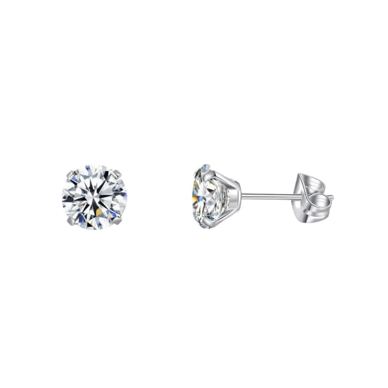Elegante Titanium Oorbellen Met transparante Zirkonia - 7mm -
