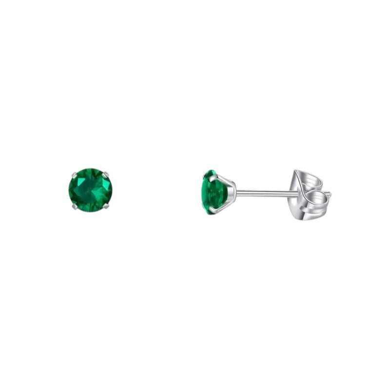 Titanium Oorbellen Met Zirkonia Groen - 4mm -