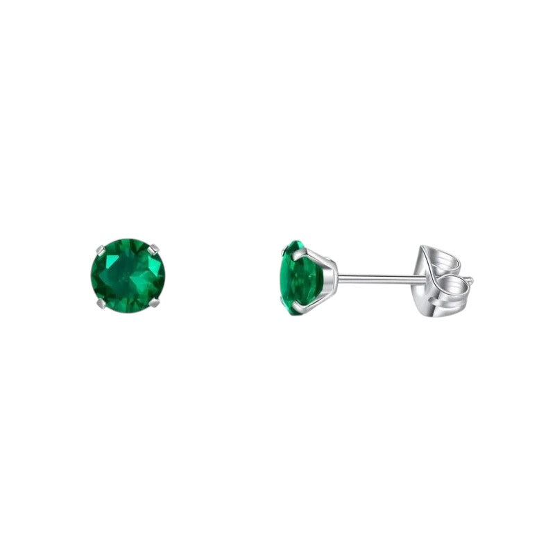 Titanium Oorbellen Met Zirkonia Groen - 5mm -
