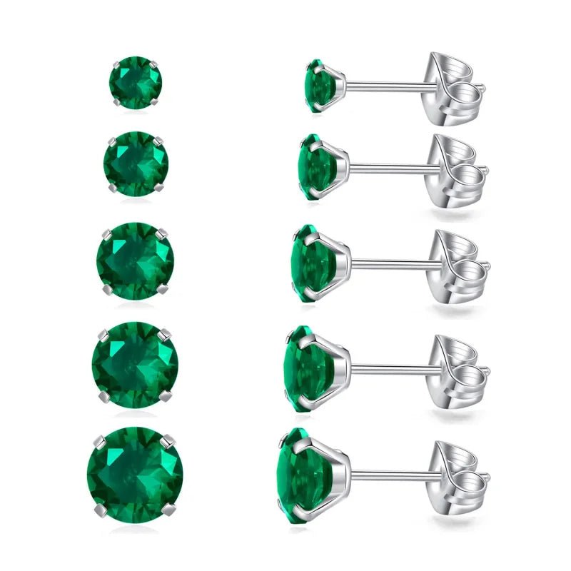 Titanium Oorbellen Met Zirkonia Groen - 5mm -