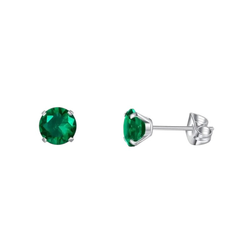 Titanium Oorbellen Met Zirkonia Groen - 6mm -
