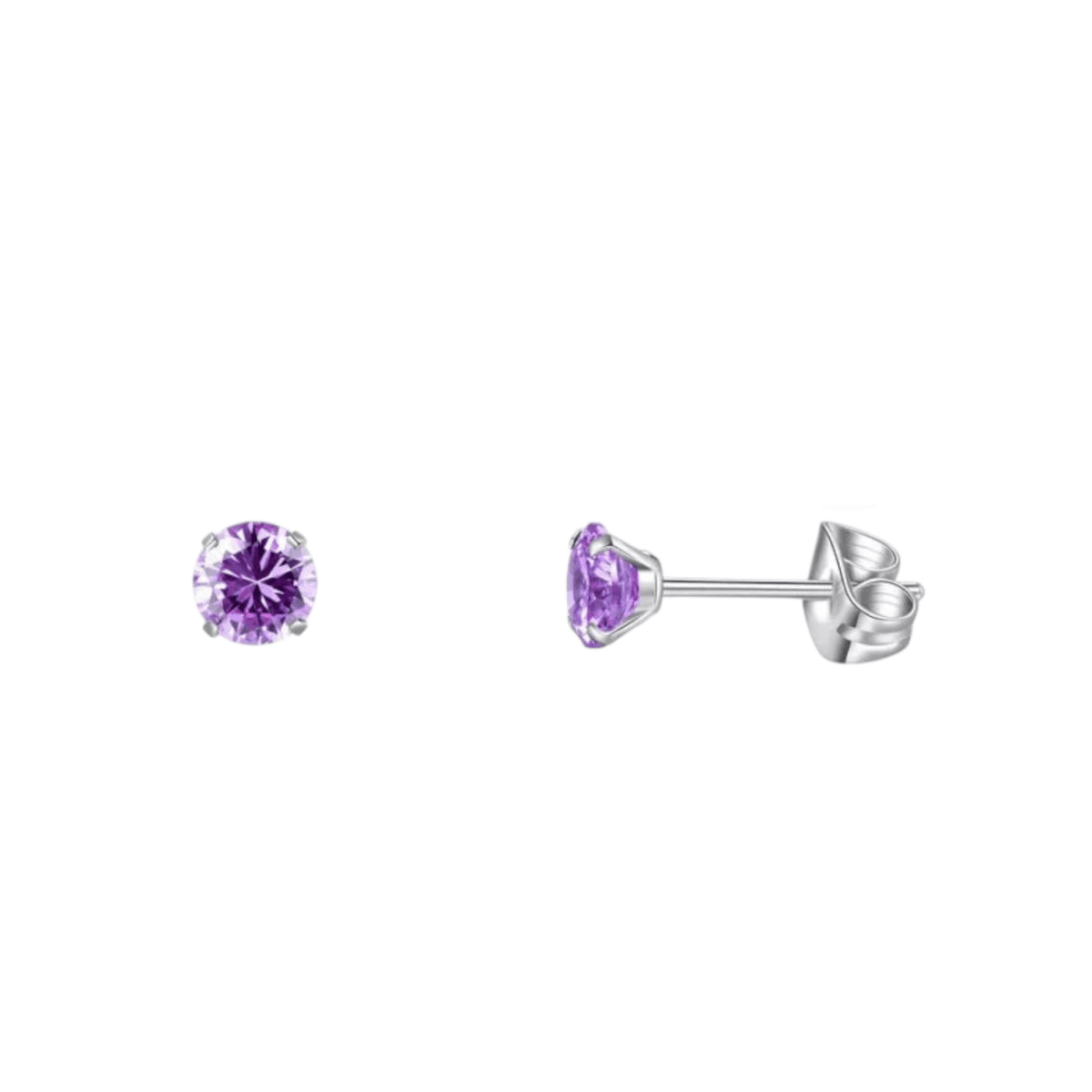 Titanium Oorbellen Met Zirkonia Paars - 4mm -