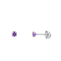 Titanium Oorbellen Met Zirkonia Paars - 4mm -