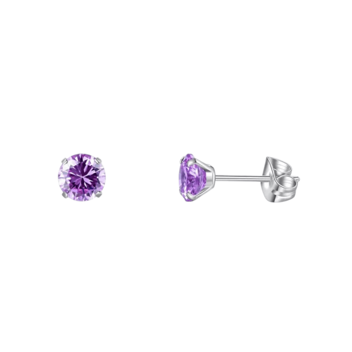 Titanium Oorbellen Met Zirkonia Paars - 5mm -