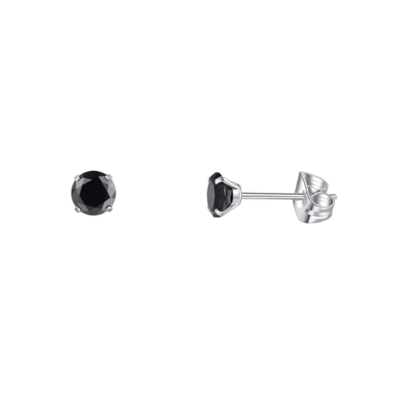Titanium Oorbellen met Zwarte Zirkonia - 4mm -