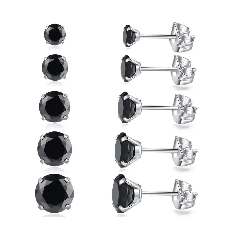Titanium Oorbellen met Zwarte Zirkonia - 4mm -