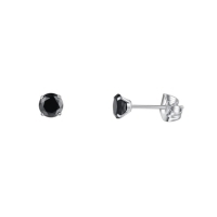 Titanium Oorbellen met Zwarte Zirkonia - 5mm -