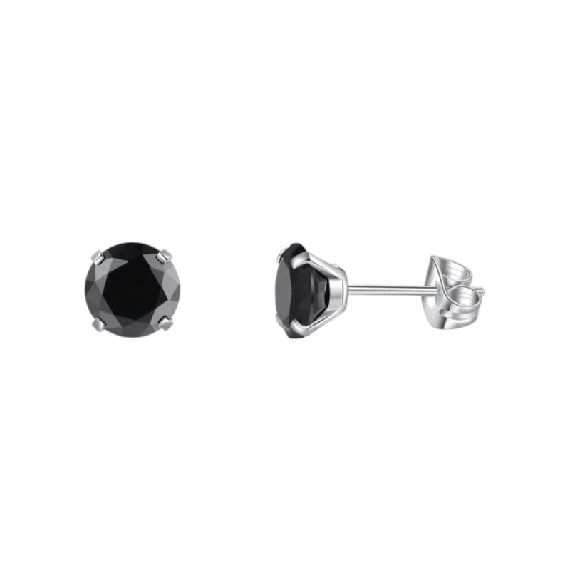 Titanium Oorbellen met Zwarte Zirkonia - 7mm -