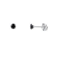 Titanium Oorbellen met Zwarte Zirkonia - 7mm -
