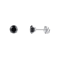 Titanium Oorbellen met Zwarte Zirkonia - 7mm -