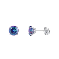Titanium oorbellen multicolor zirkonia - 6mm -