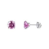 Titanium Oorbellen Met roze Zirkonia - 6mm -