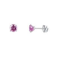 Titanium Oorbellen Met roze Zirkonia - 6mm -