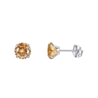 Titanium oorbellen champagne zirkonia - 4mm -