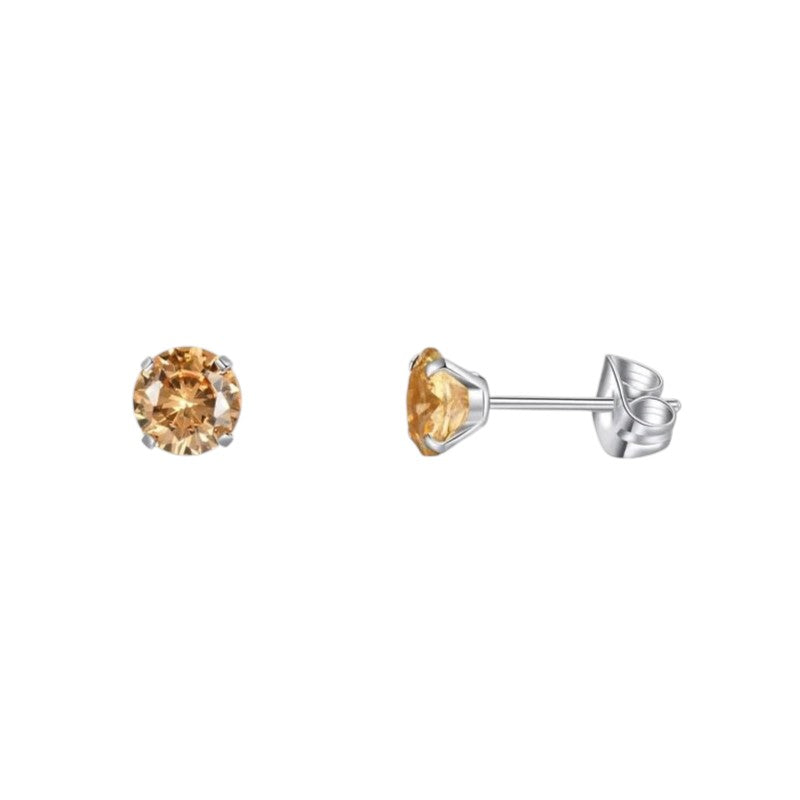 Titanium oorbellen champagne zirkonia - 5mm -