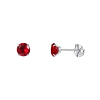 Titanium oorbellen zirkonia rood - 6mm -