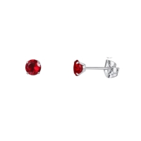 Titanium oorbellen zirkonia rood - 6mm -