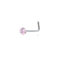 Stijlvolle Roze Zirkonia Neuspiercing zilverkleur