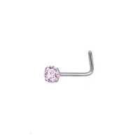 Stijlvolle Roze Zirkonia Neuspiercing zilverkleur
