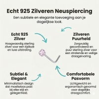 Stijlvolle Roze Zirkonia Neuspiercing zilverkleur