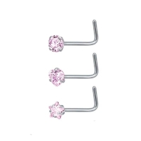 Stijlvolle Roze Zirkonia Neuspiercing zilverkleur - Ster - Unisex