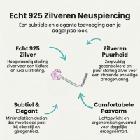 Stijlvolle Roze Zirkonia Neuspiercing zilverkleur - Ster - Unisex