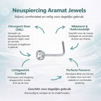 Stijlvolle Stalen Neus piercing met Zirkonia - Hart - Unisex