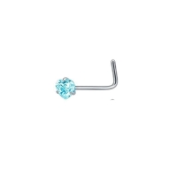 Stalen Neuspiercing met Blauwe Zirkonia - Hart - Heren