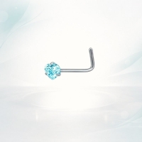 Stalen Neuspiercing met Blauwe Zirkonia - Hart - Heren