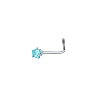 Stalen Neuspiercing met Blauwe Zirkonia - Hart - Heren